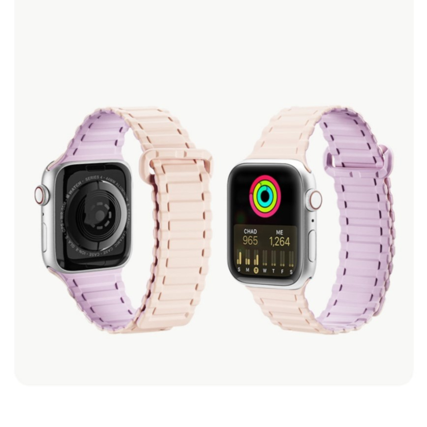 Apple Watch (49/46/45/44 mm) Silikon Sport Armband mit Magnetverschluss (Gelenkumfang: 185-255mm) - Rosa / Lila