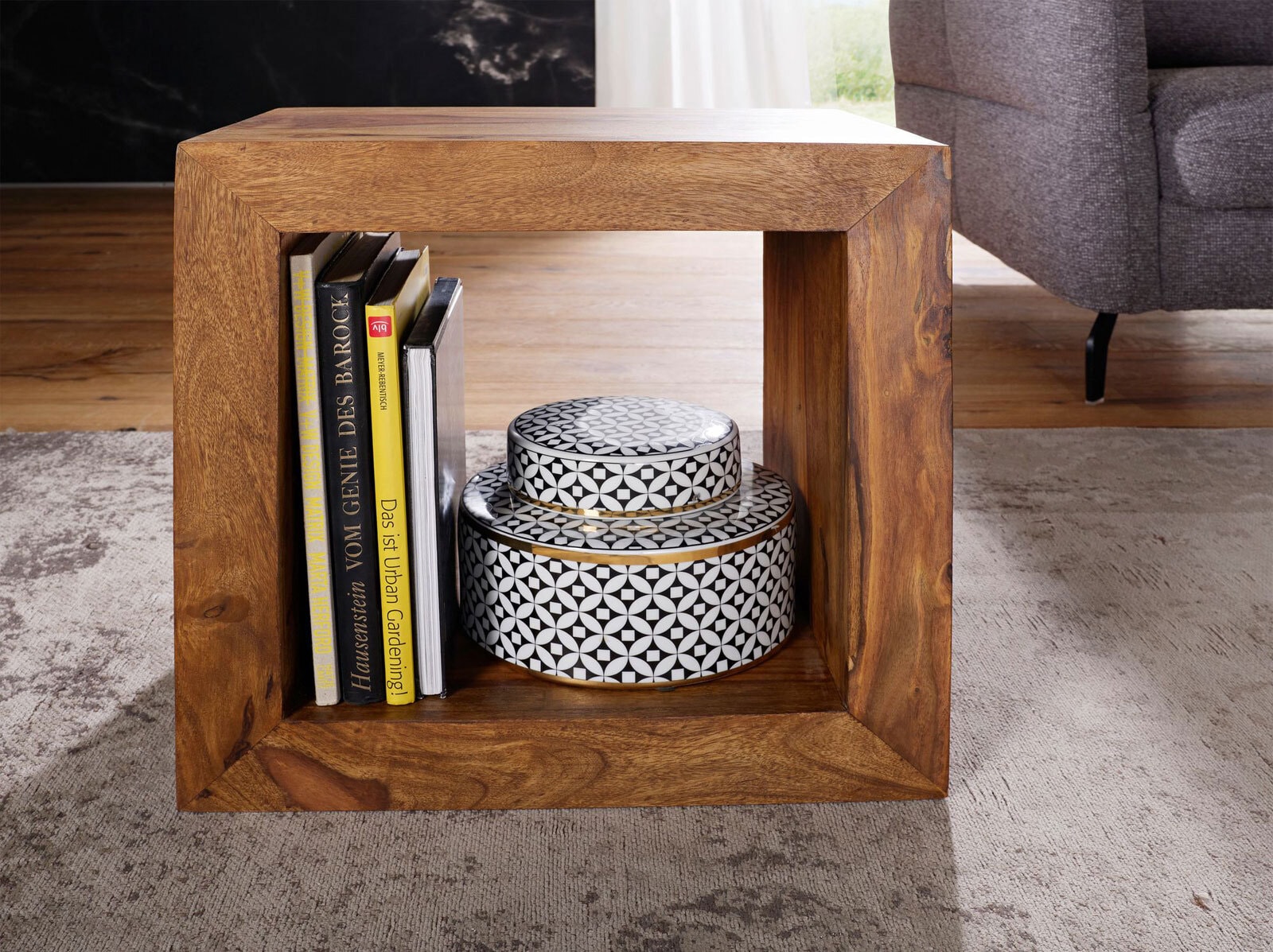 Regal Cube 33 x 44 cm Massivholz braun