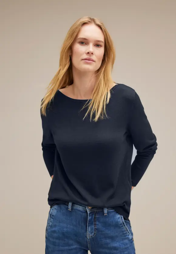 U-Boot Ausschnitt Pullover - deep blue