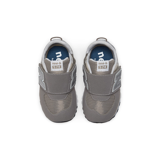 New Balance 574 NEW-B Hook & Loop Wide Sneakers, Raincloud/Silver Metallic, 21