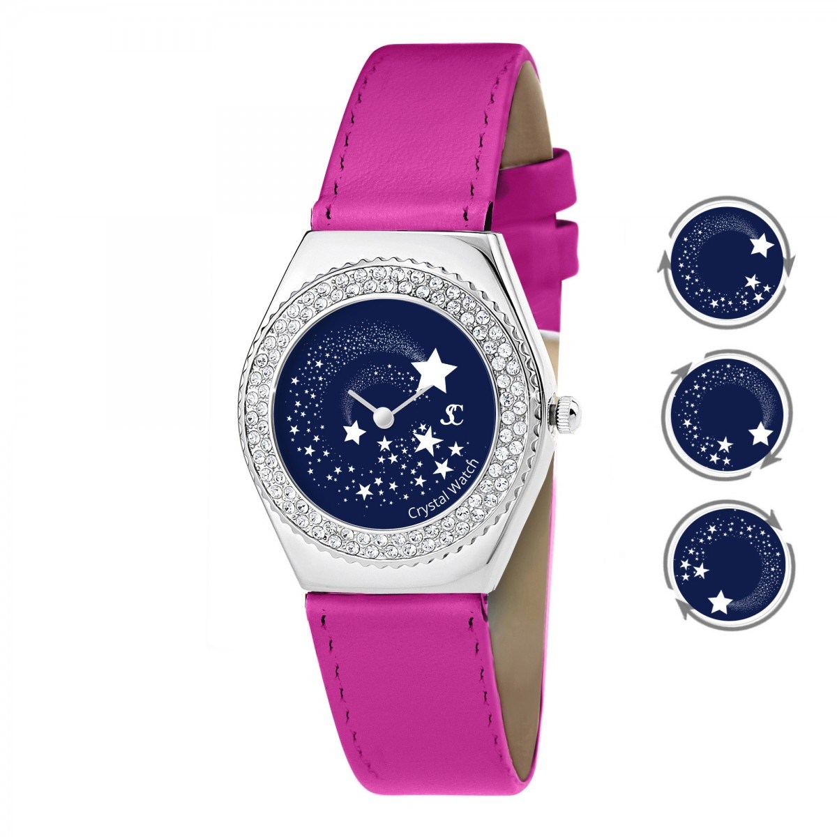 Montre Alysson étoiles à mouvement tournant SC Crystal ornée de Cristaux scintillants