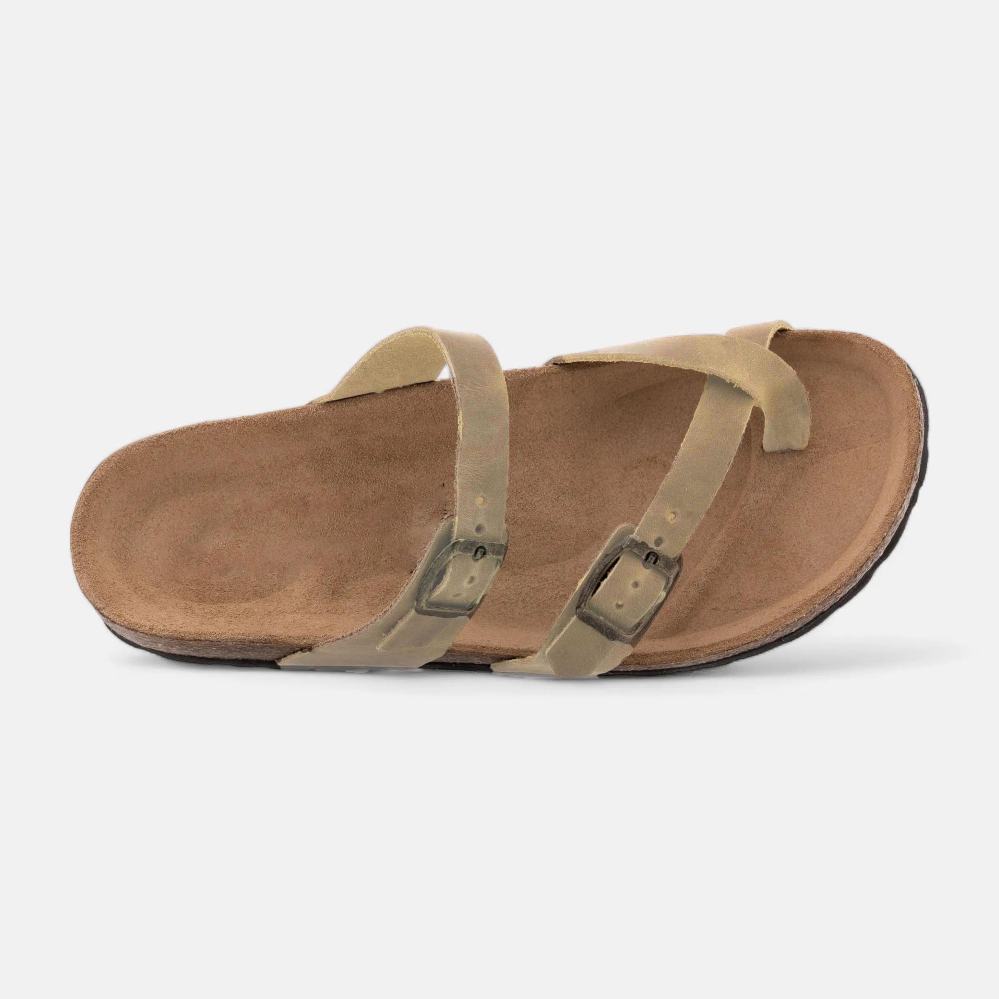Mules semelle liège Femme en cuir marron
