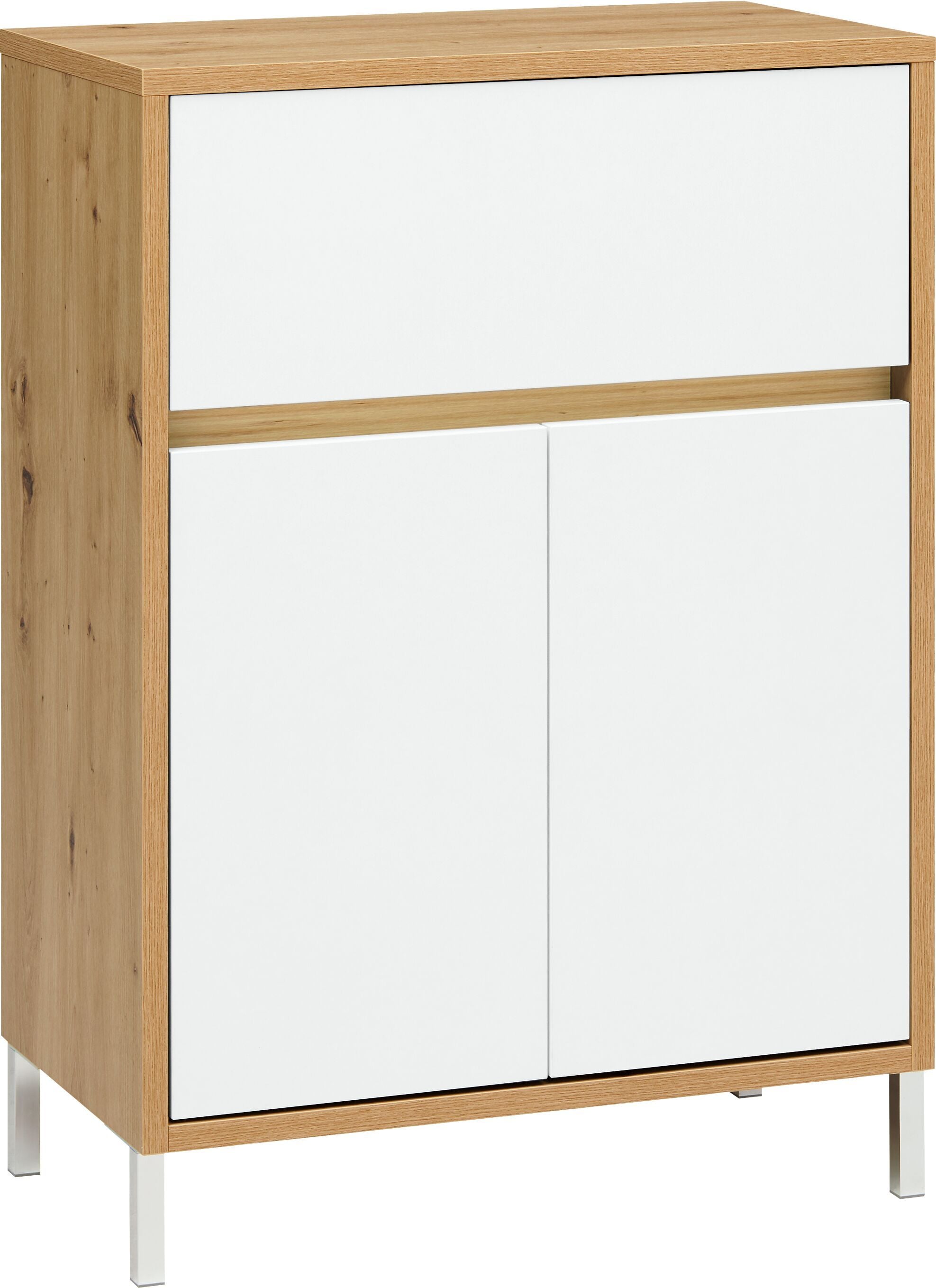 SIERRA Beistellmöbel - Eiche / Weiss / B: 60.0 cm x T: 35.0 cm x H: 84.3 cm