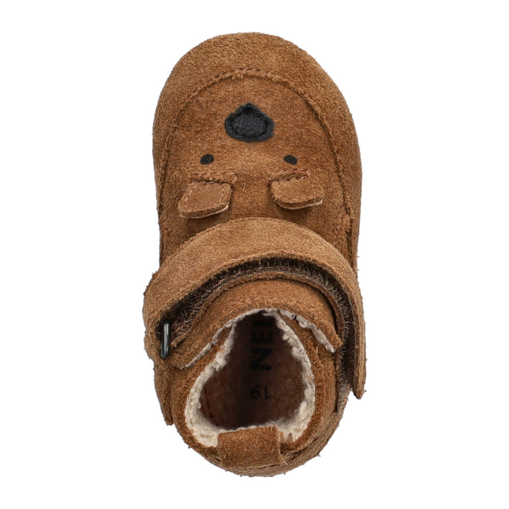 Nelson Kids suède baby schoenen cognac