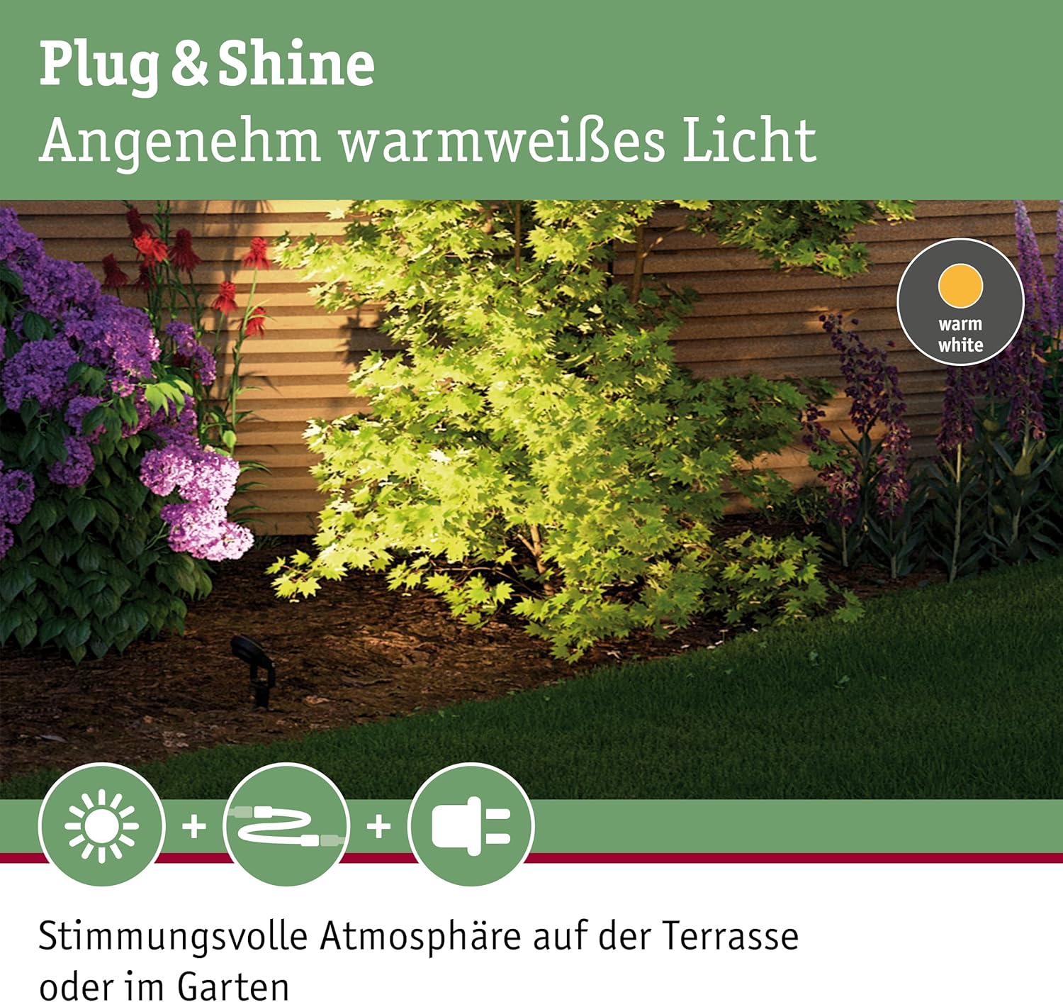 Paulmann 93696 Plug & Shine Erdspieß Sting A++ - Gartenspots Basisset mit 3000 K Warmweiß - Außenbeleuchtung IP67 Wasserdicht 3x6 Watt dimmbar