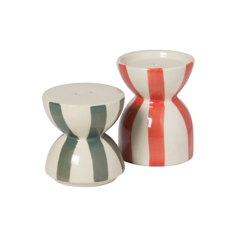 Zoutstrooier - rood/wit - ø5x6.8 cm