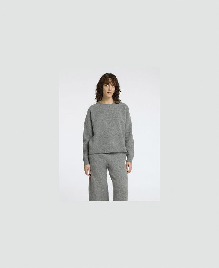 Selected Femme SLFNUKKI LS KNIT O-NECK Grå