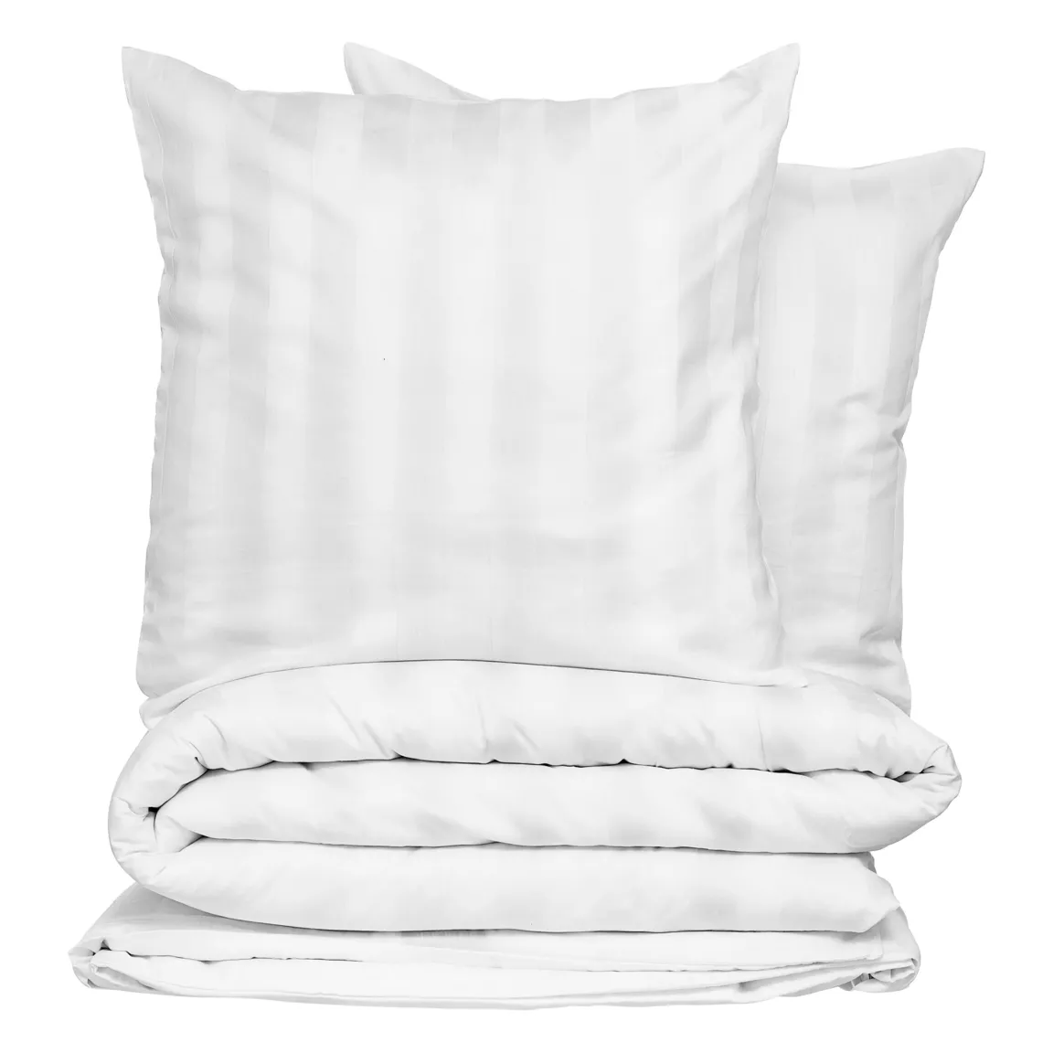 Housse de couette et deux taies satin de coton (240 x 220 cm) Isadora Blanche