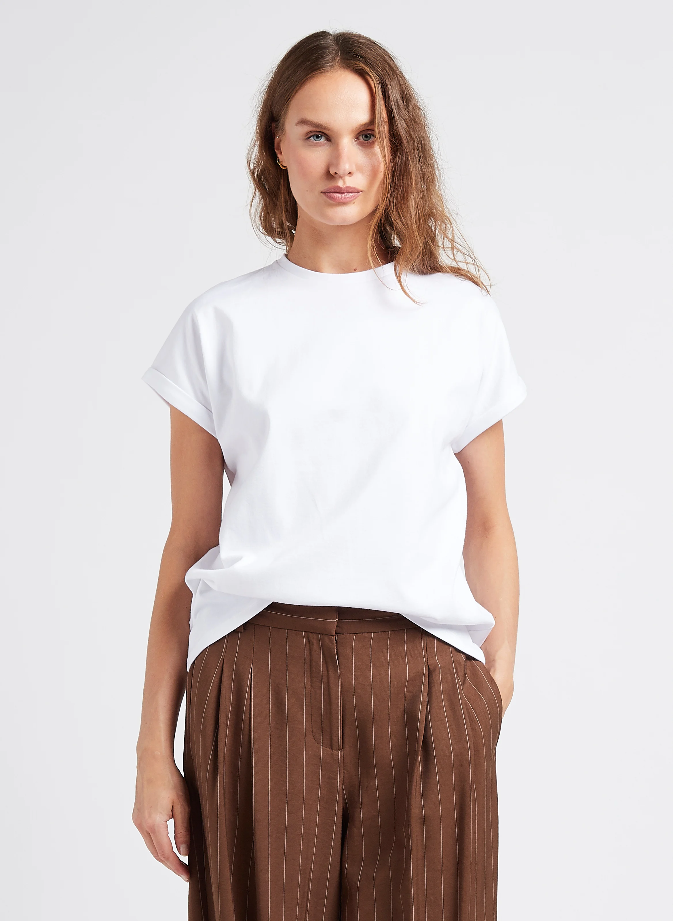 Tee-shirt col rond en coton bio | Blanc
