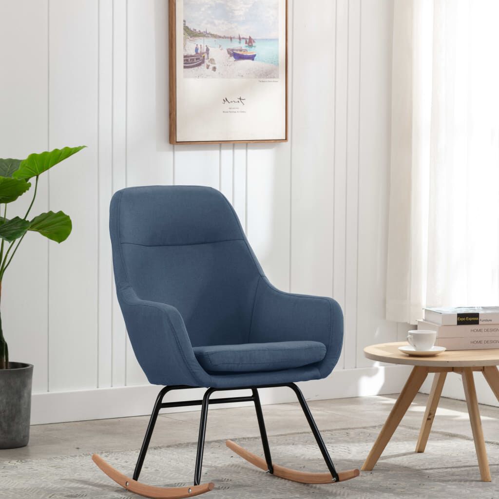 vidaXL Schommelstoel, Blauw, Bekleed met Stof