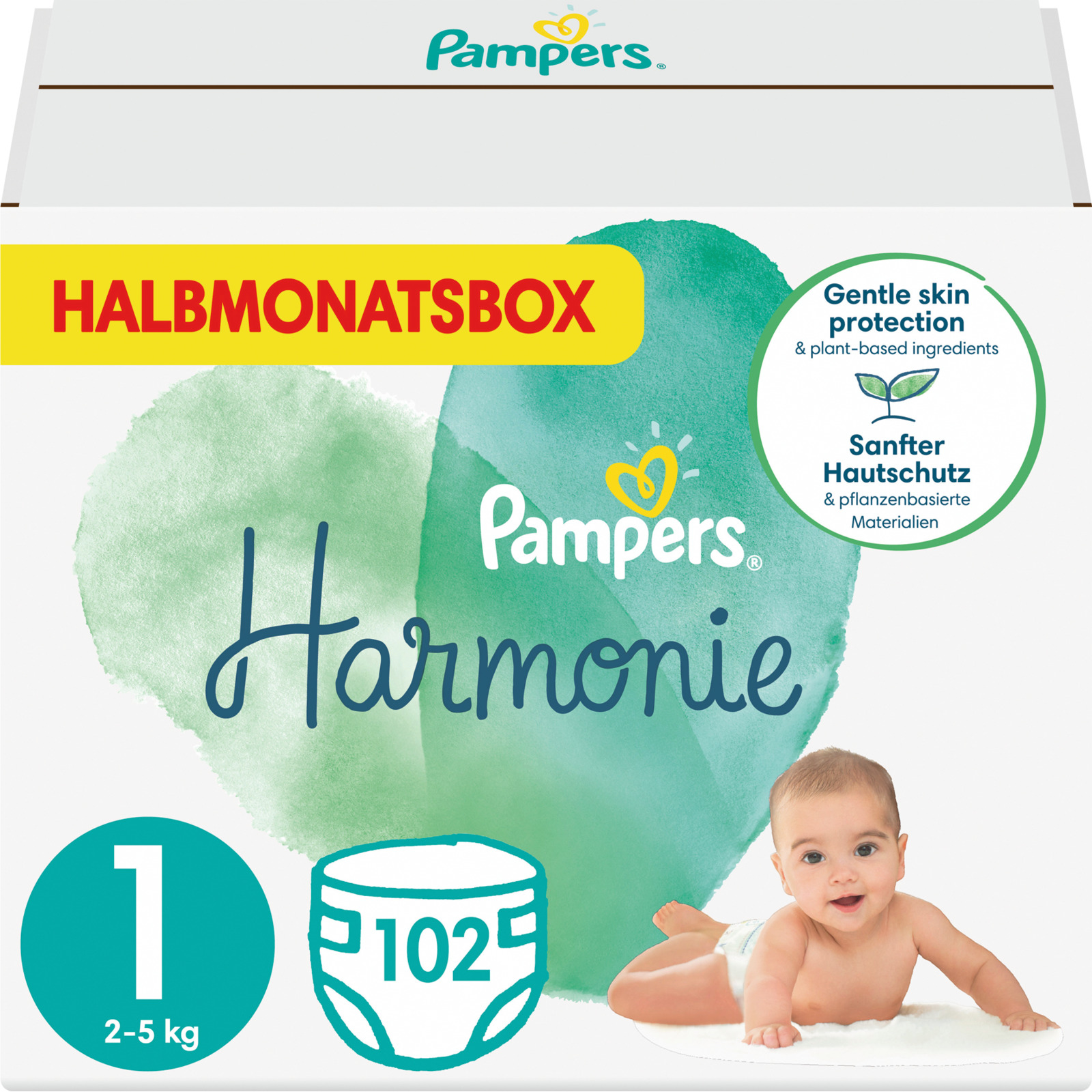 Pampers Harmonie Gr. 1, 2-5 kg, 102 Windeln