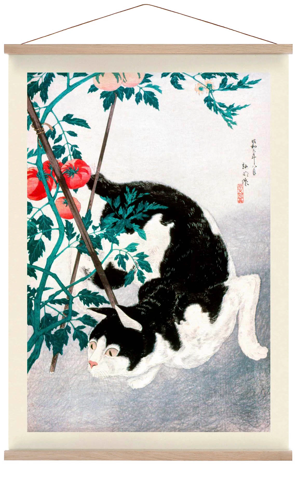 Katze mit Tomate von Takahashi Shōtei