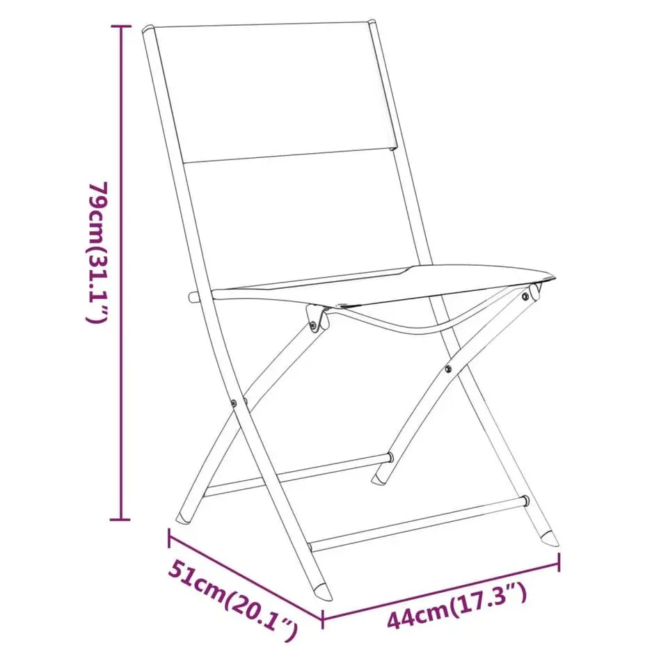 vidaXL - Bistroset - Zwart - Staal - 3 stuks