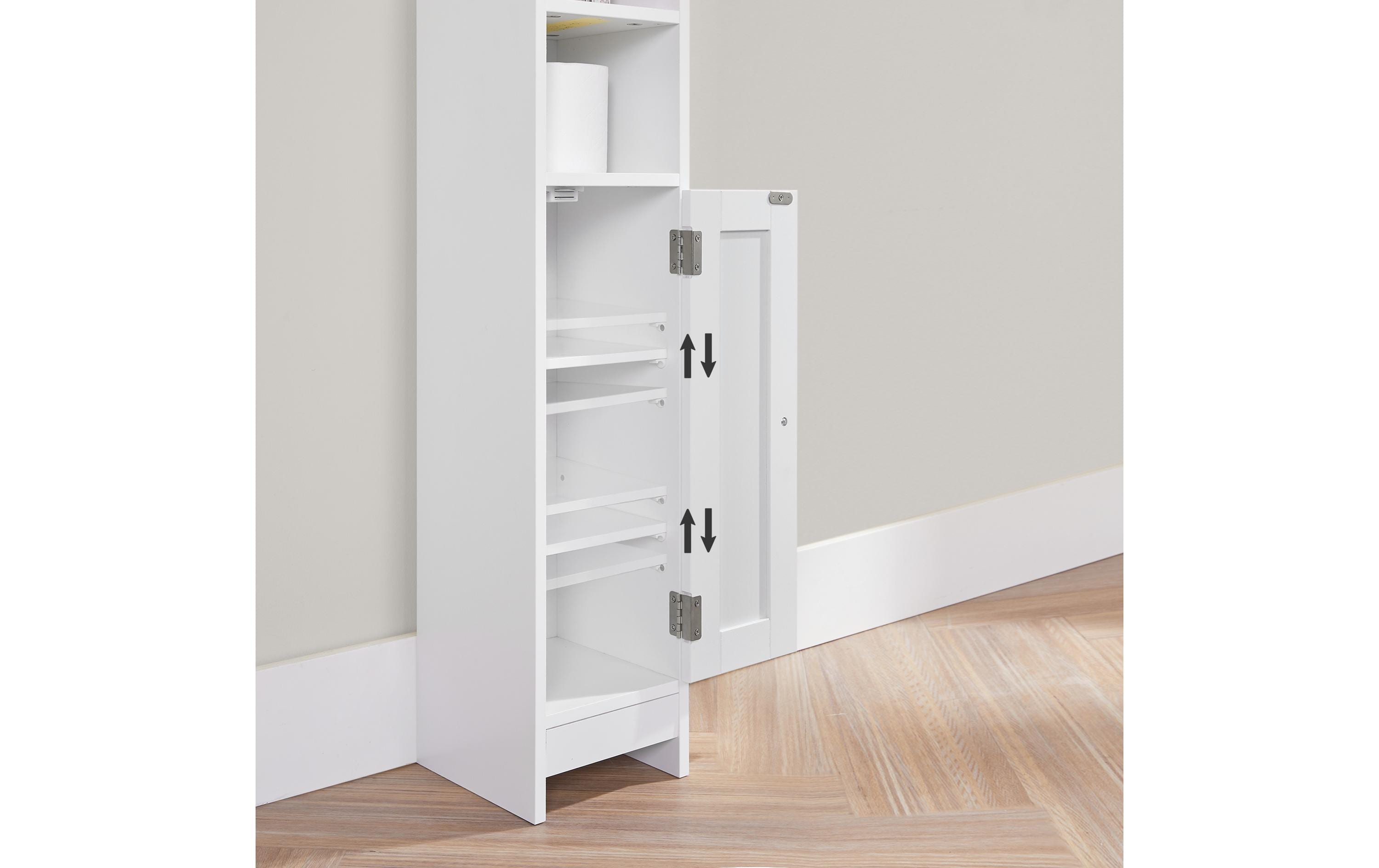Badezimmerregal mit Tür 80 x 20 cm, WeissBadezimmerschrank
