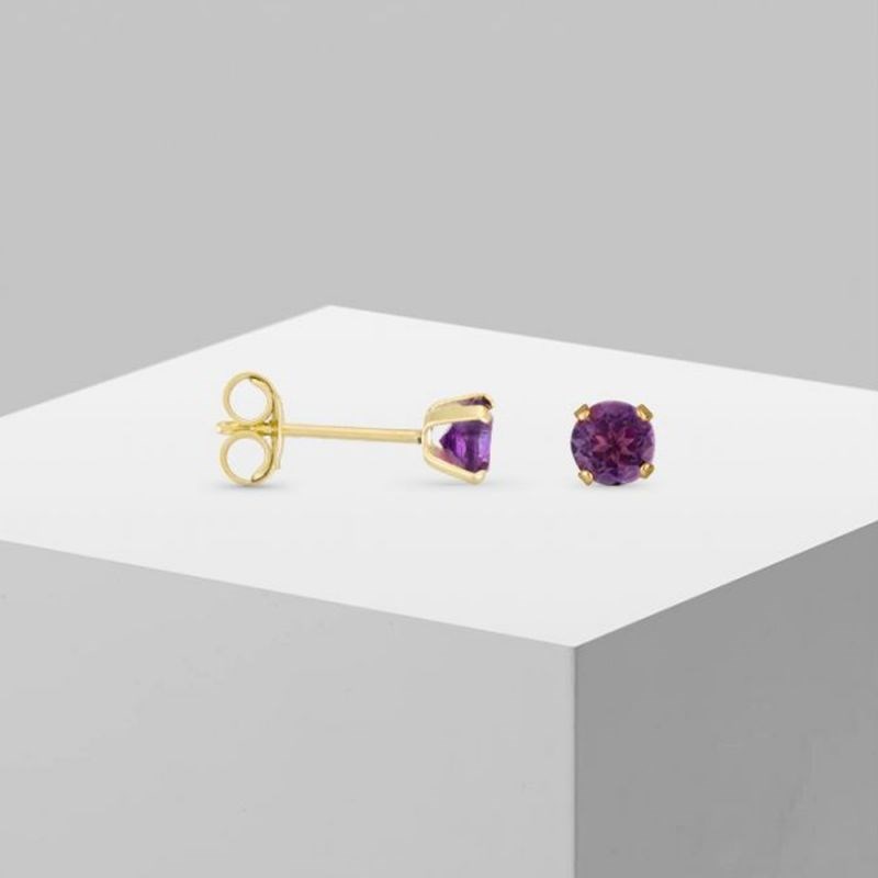 Boucles d'oreilles Or Jaune et Améthyste