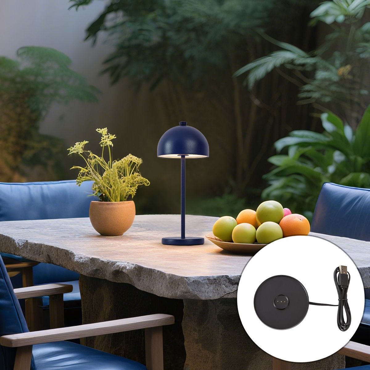 Tafellamp blauw incl. LED IP54 oplaadbaar met laadstation - Squirrel