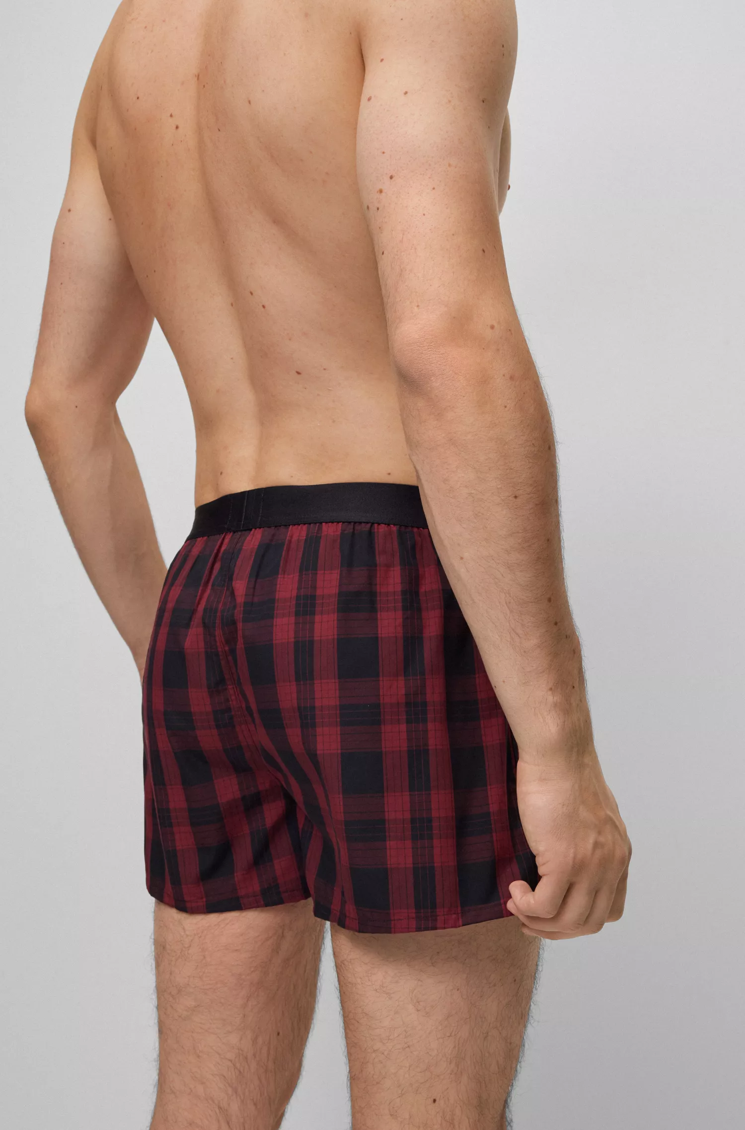 BOSS Preto - Pacote com dois shorts de pijama de algodão com cós com logo.