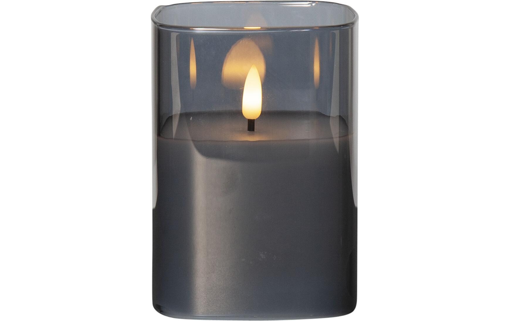 LED-Kerze Pillar Flamme Ø 9 x 12.5 cm, SchwarzLED-Wachskerze im Glas