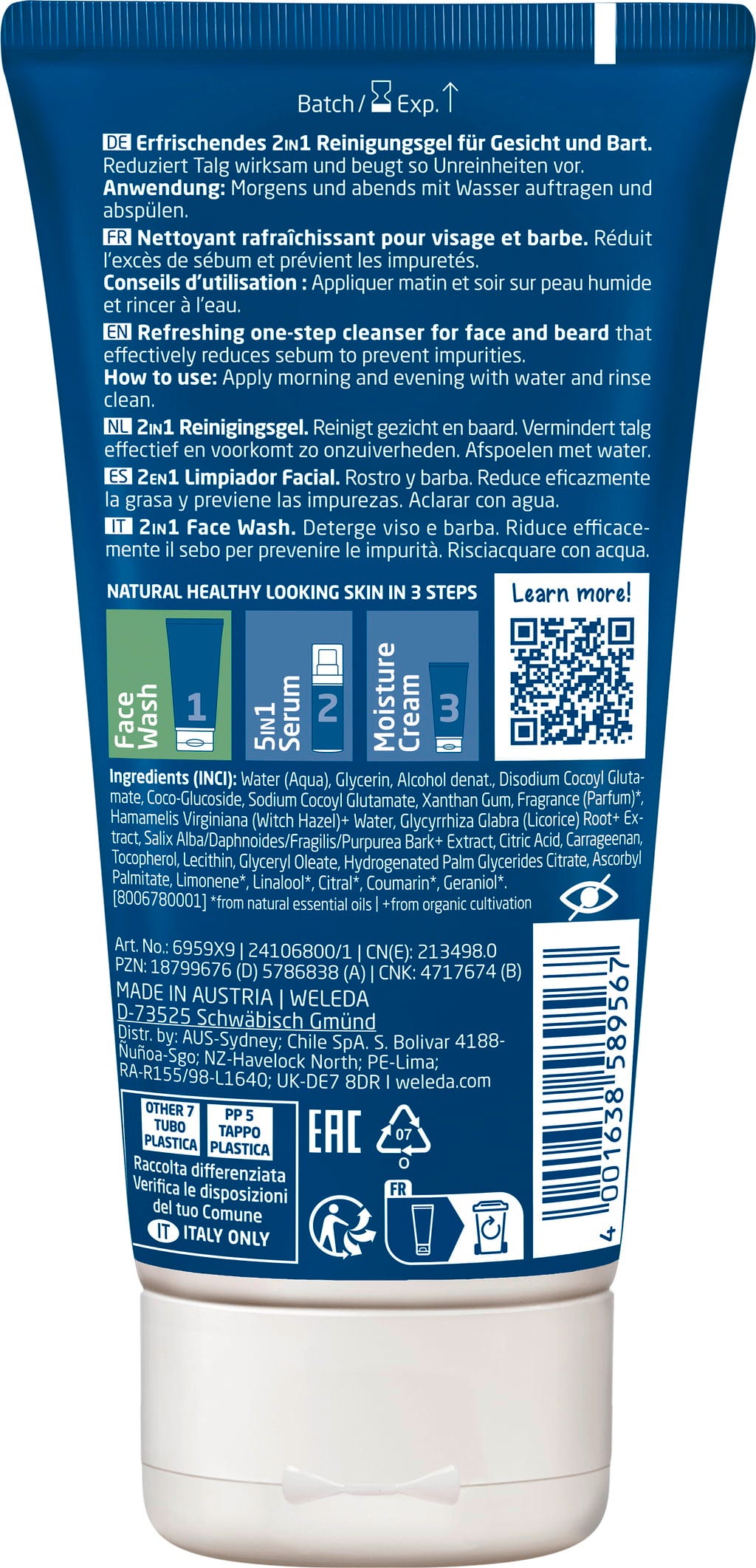 Weleda  ForMen 2in1 Face Wash, 100 ml