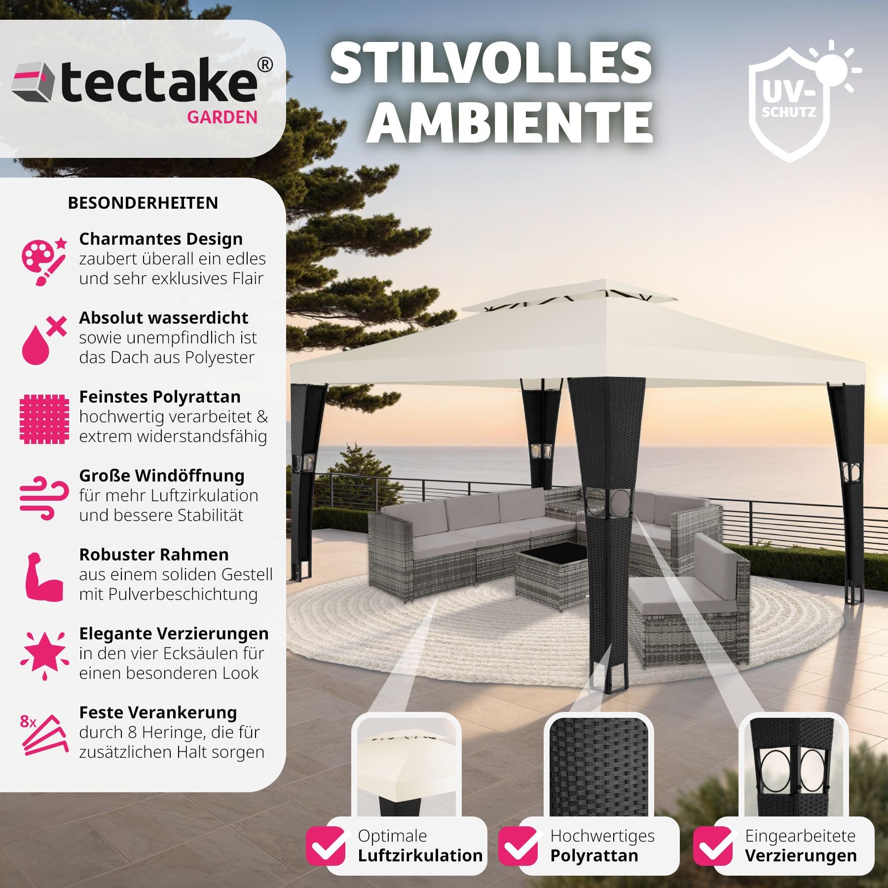 Rattan Gartenpavillon Mona