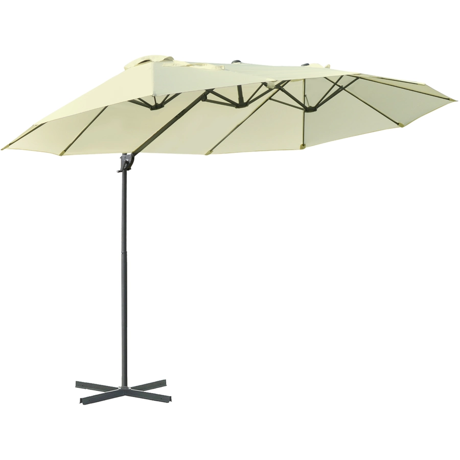 Outsunny Doppelschirm mit Kurbel creme