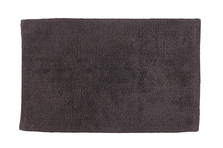 Tapis de bain rectangulaire GoodHome Koros anthracite en coton L.80 x l.50 cm