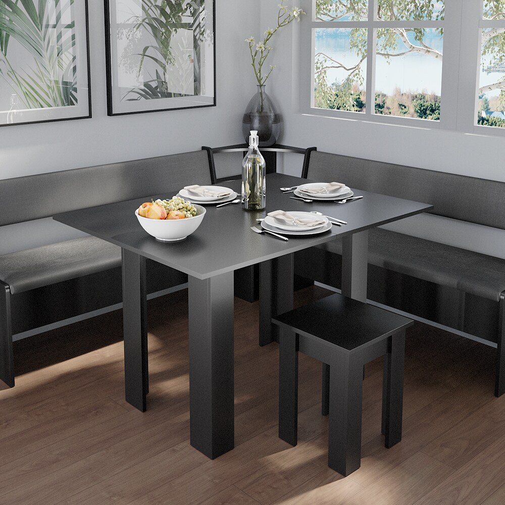 Vicco Eckbankgruppe Küchensitzgruppe Esszimmergruppe Roman Schwarz modern 180x180 cm Sitzbank Sitzecke Küchentisch Tischhocker Küchenmöbel Polstermöbel Esszimmermöbel