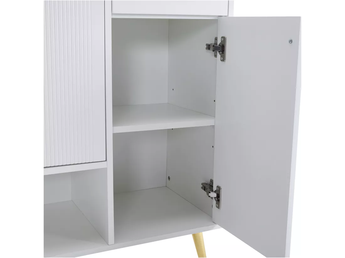 Meuble à chaussures - 2 tiroirs + 4 portes + compartiment ouvert - Blanc