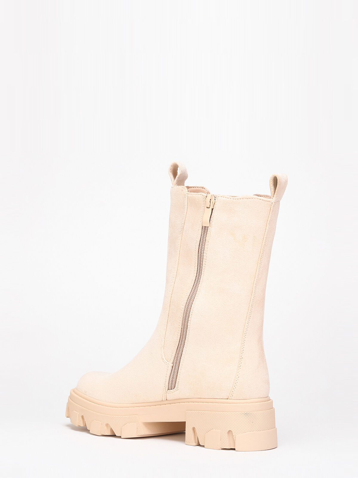 Bottines style chelsea en suédine- Beige