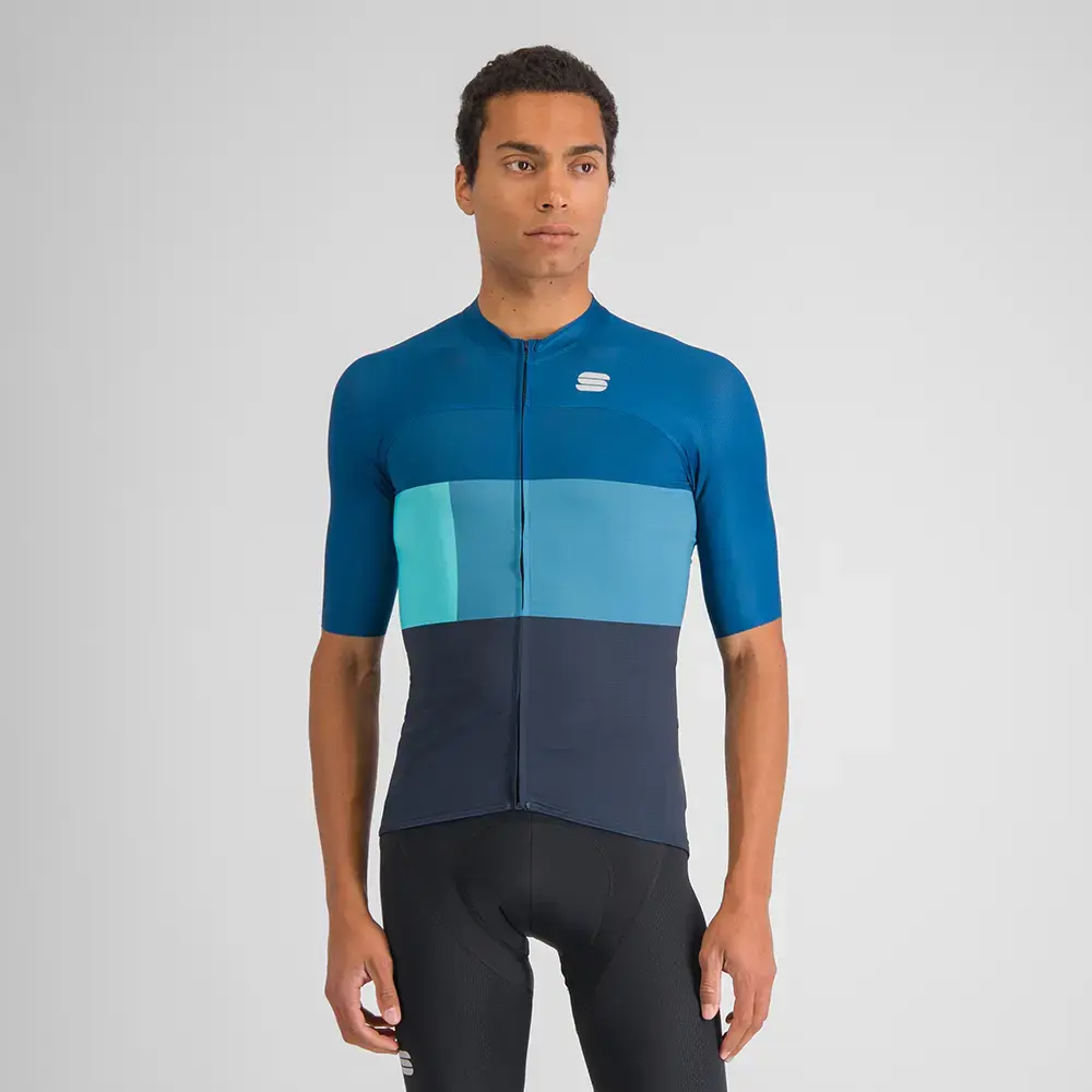 Sportful Snap Fietsshirt Korte Mouwen Blauw/Donkerblauw Heren