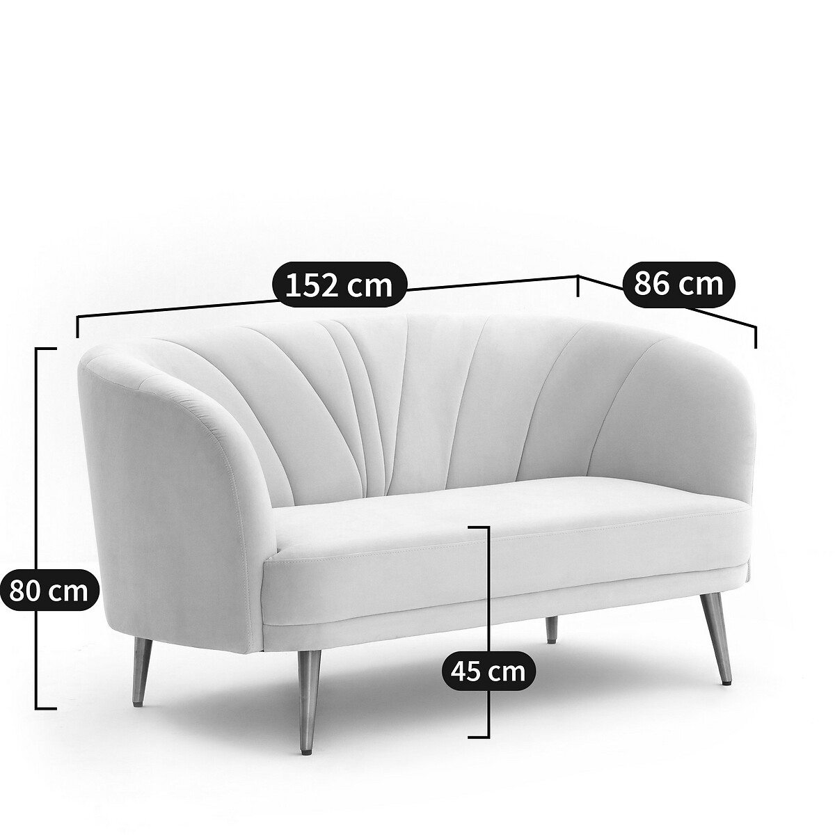 LA REDOUTE INTERIEURS<br>Sofá de veludo de 2 ou 3 lugares, Leone