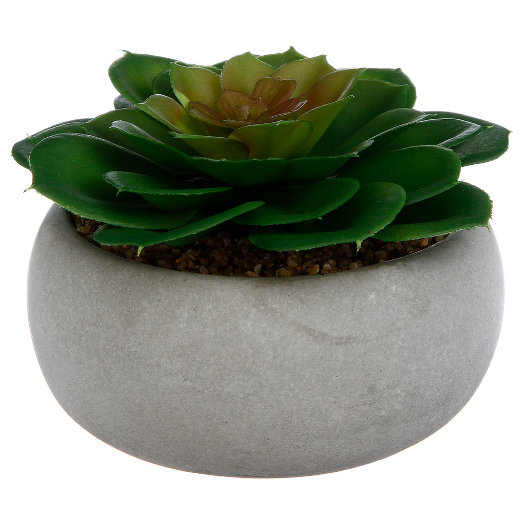 Plante verte artificielle pot ciment  H 10cm