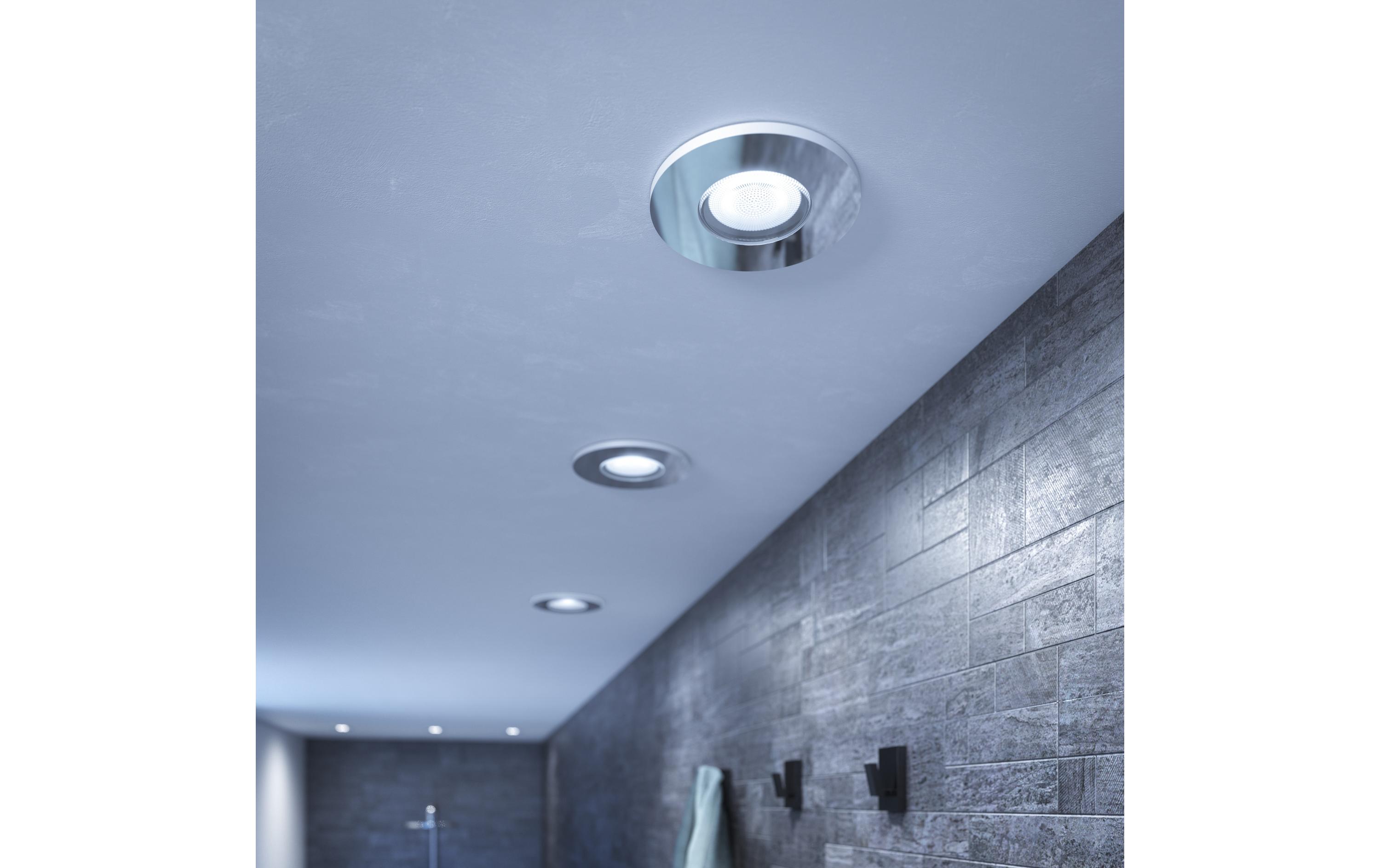 White Amb. Adore Deckenspots inkl. Dimmschalter Rund Silber<br>Licht für Badezimmer
