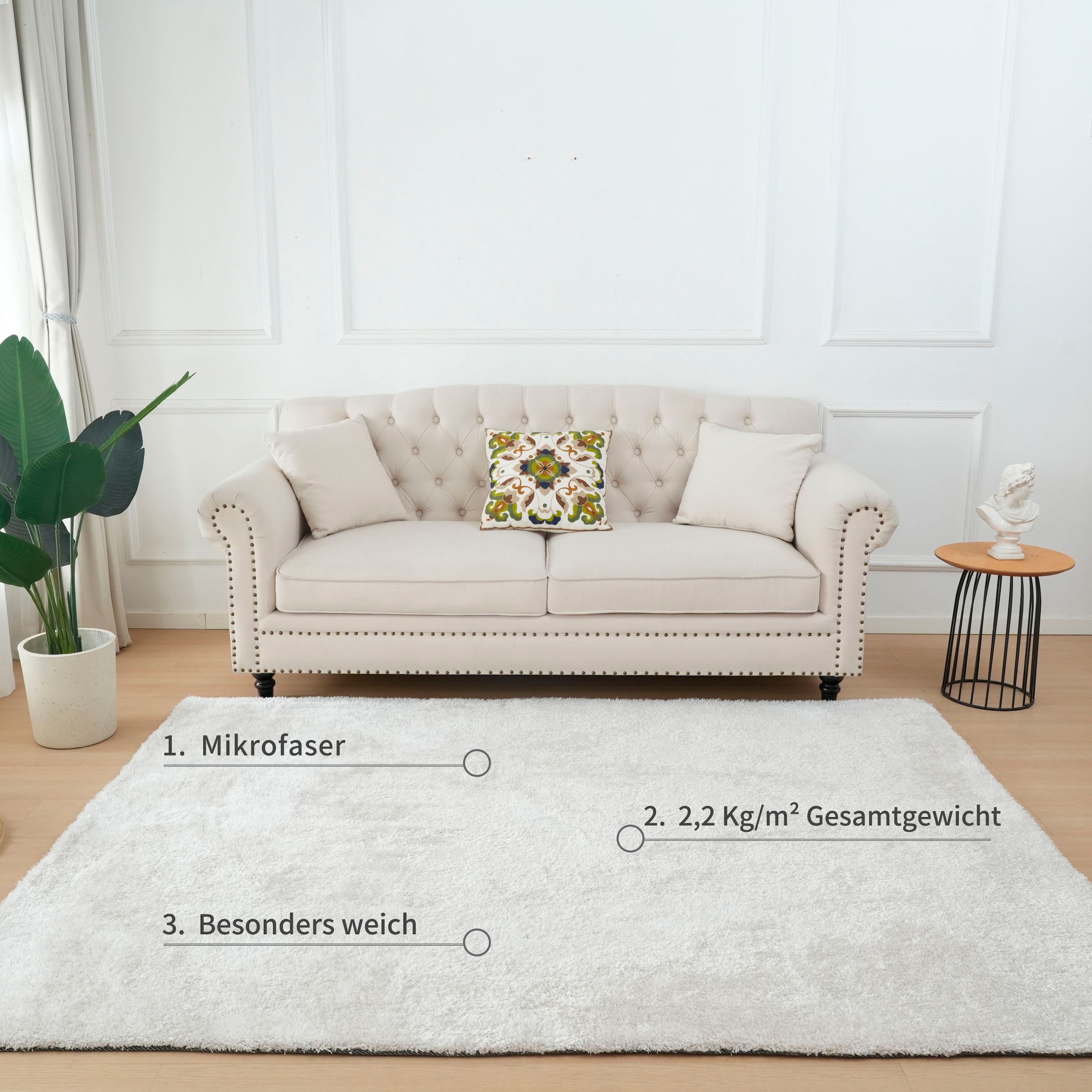 my home Hochflor-Teppich »Dana light, besonders weich, Mikrofaser Teppiche« rechteckig 25 mm Höhe uni, leichter Glanz, Wohnzimmer, Schlafzimmer, Esszimmer