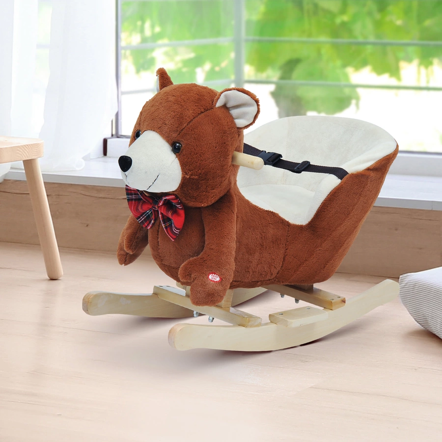 HOMCOM Kinder Schaukelwippe als Bär braun