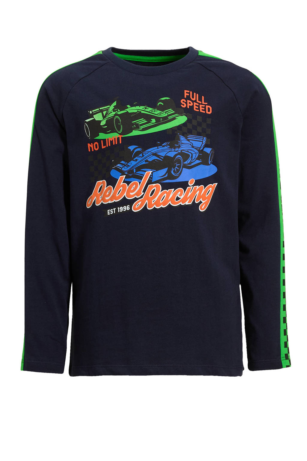 Orange Stars Longsleeve Riaz raglan mouw donkerblauw