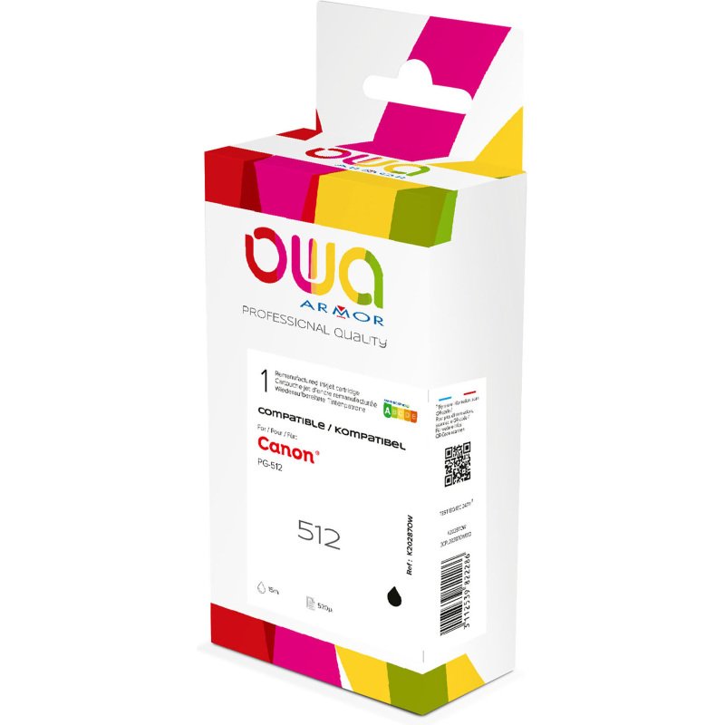 Cartouche Owa Compatible Canon PG512 noire pour imprimante jet d'encre