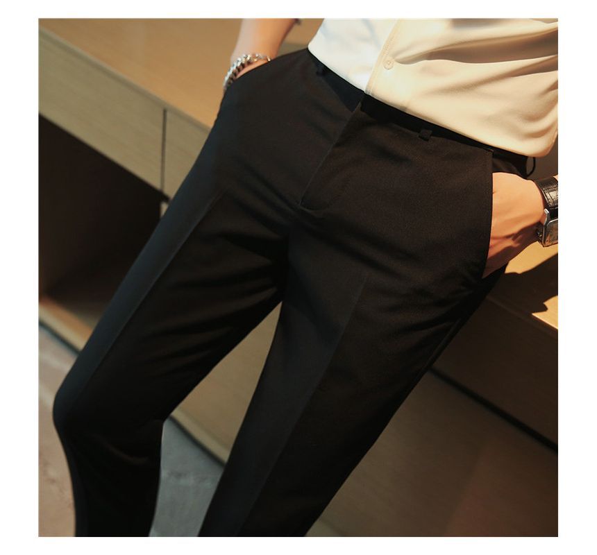 Deepwood - Mid Rise Plain Cropped Tapered Dress Pants