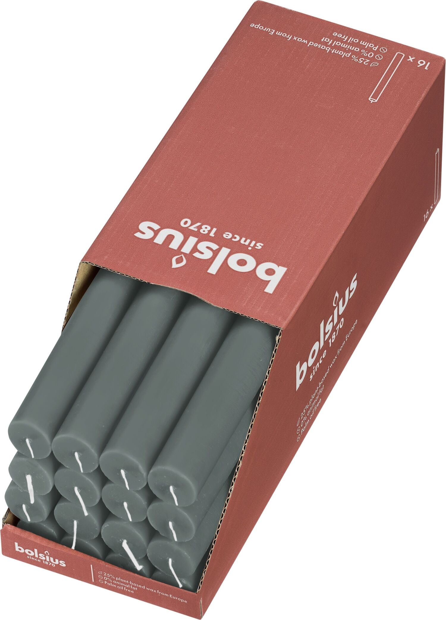 Bolsius dinerkaars Rustiek Shine groen 13 uur D 2,3 H 27 cm