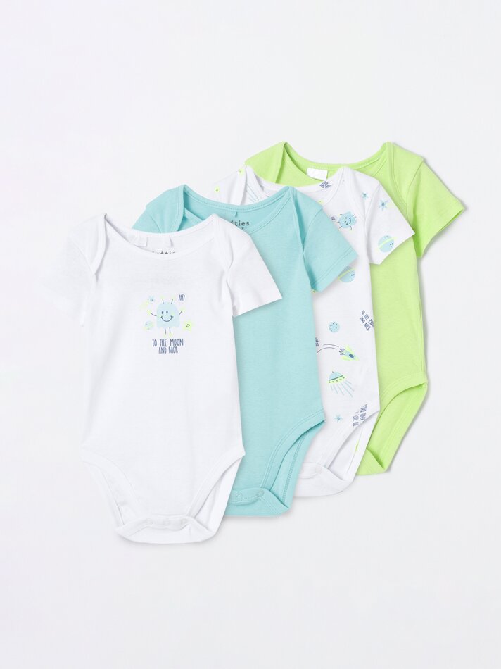 Conjunto de 4 bodies de manga curta combinando - Verde Pistache