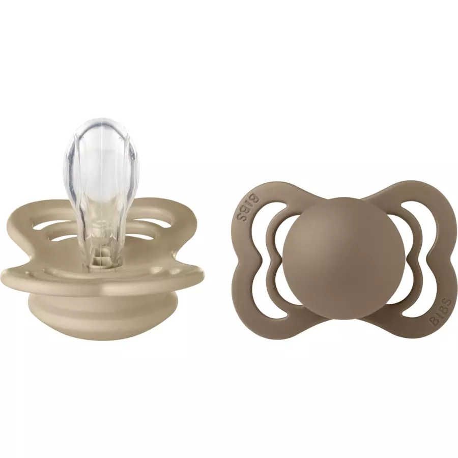 BIBS® Schnuller Supreme VanillaDark Silikon 0-6 Monate, 2 Stk.
