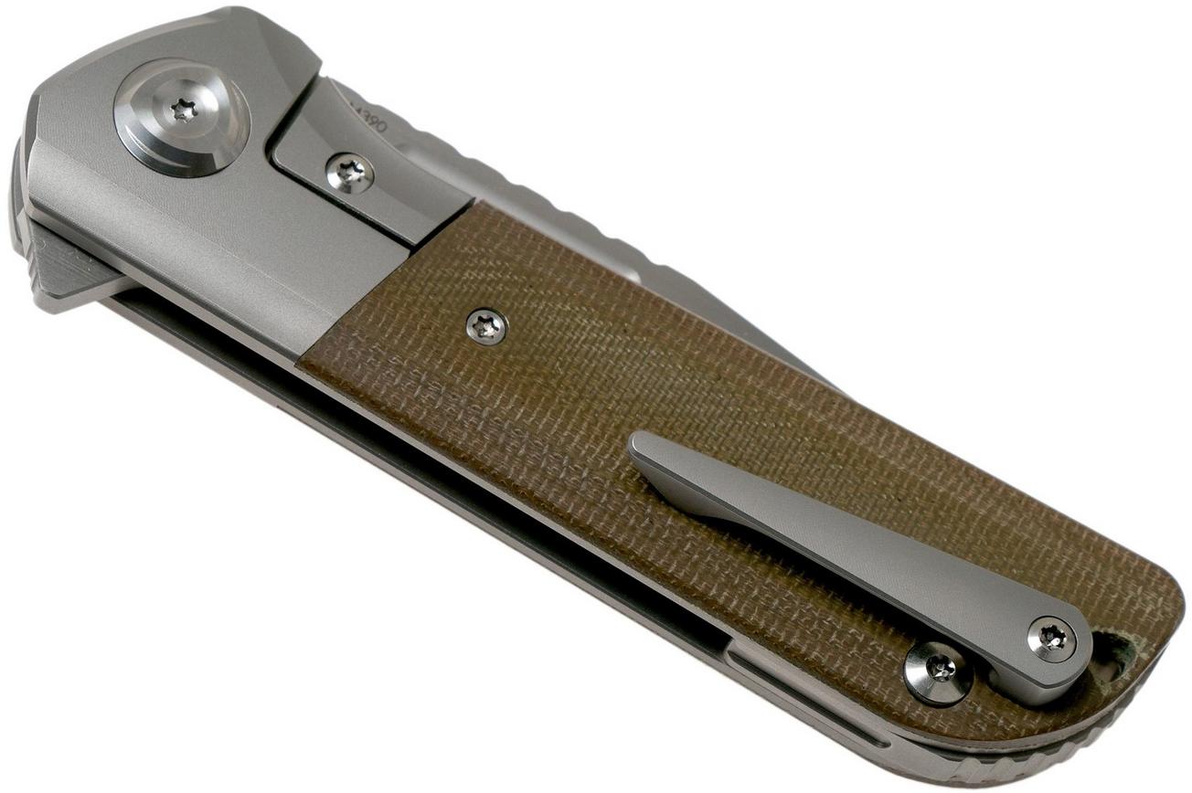 Liong Mah Lanny V2, Green Canvas Micarta, Satin M390 zakmes