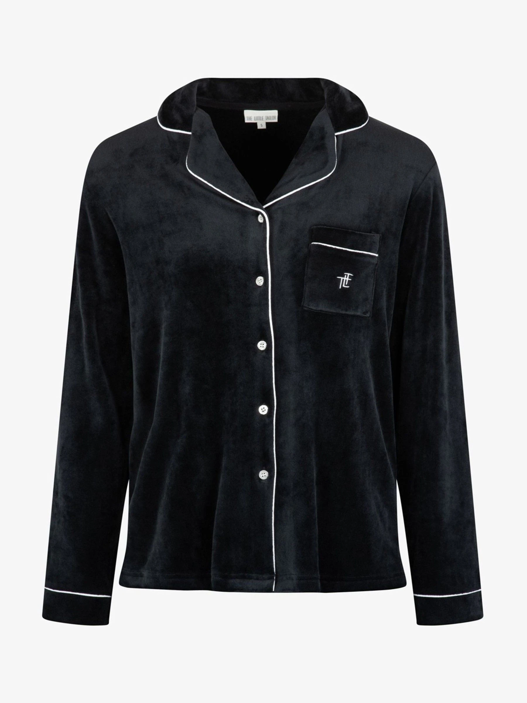 Zwart - The Little Tailor luxe kerstpyjama van zacht aanvoelend velours