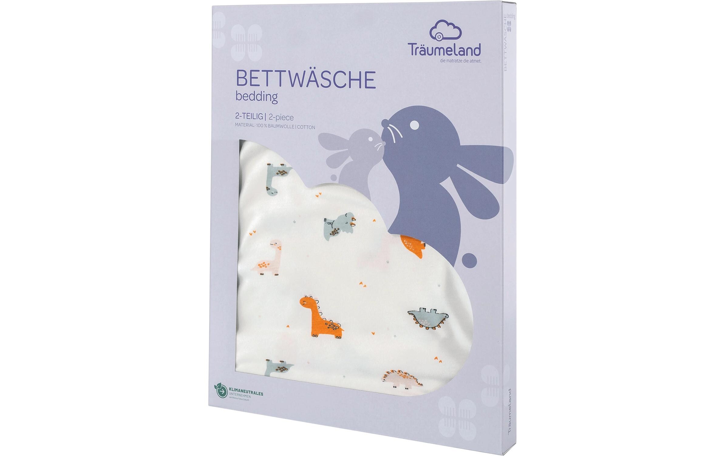 Kinderbettwäsche Dinolino 100/135 + 40/60 cmKuschelweiche Bettwäsche aus Baumwoll-Jersey mit süssen Dinos