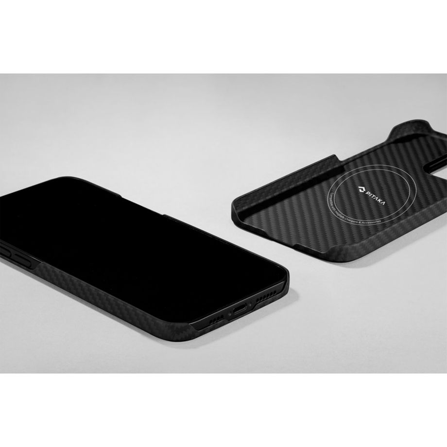 iPhone 14 MagEZ MagSafe Case 3 Aramid Schutzhülle (KI1401) - Schwarz / Grau (Carbon)