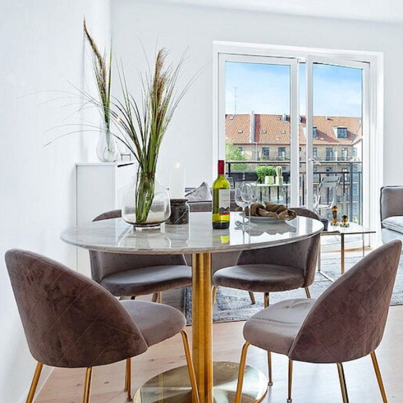 House Nordic - Bolzano - Eettafel - Goudkleurig - Marmerlook - Metaal