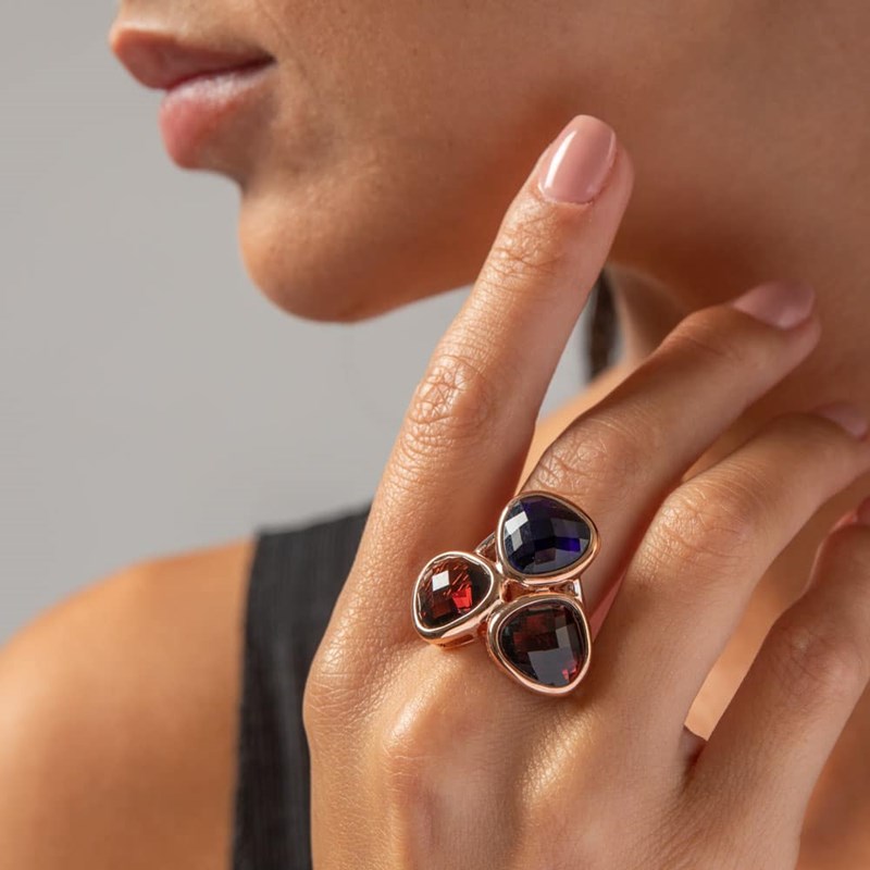 Bague Argent Rose Evasion Prune Marine