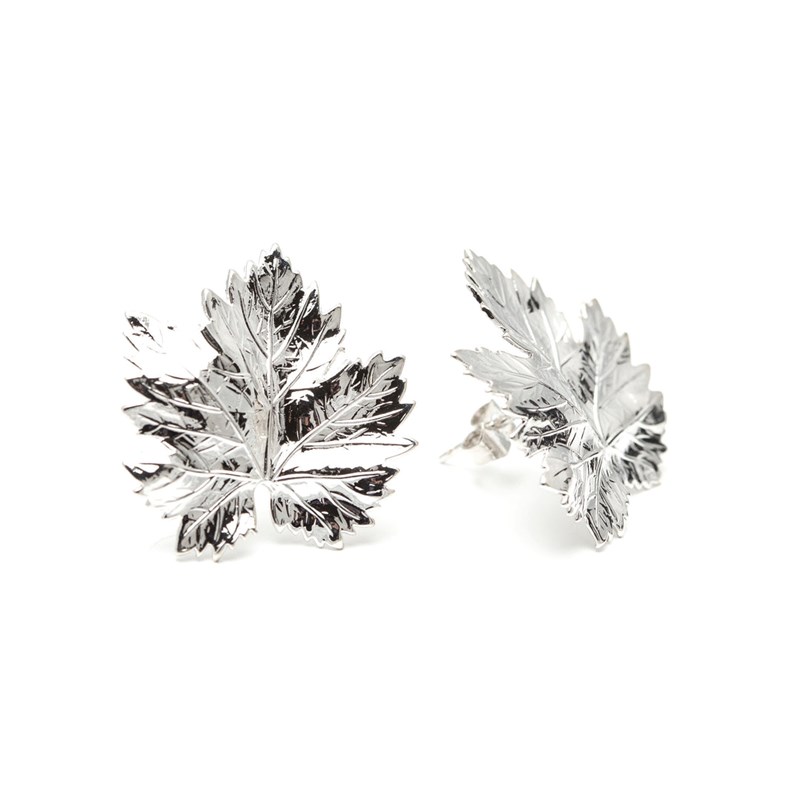 maxi boucles d'oreilles puces feuilles plaqué argent - HÉRA