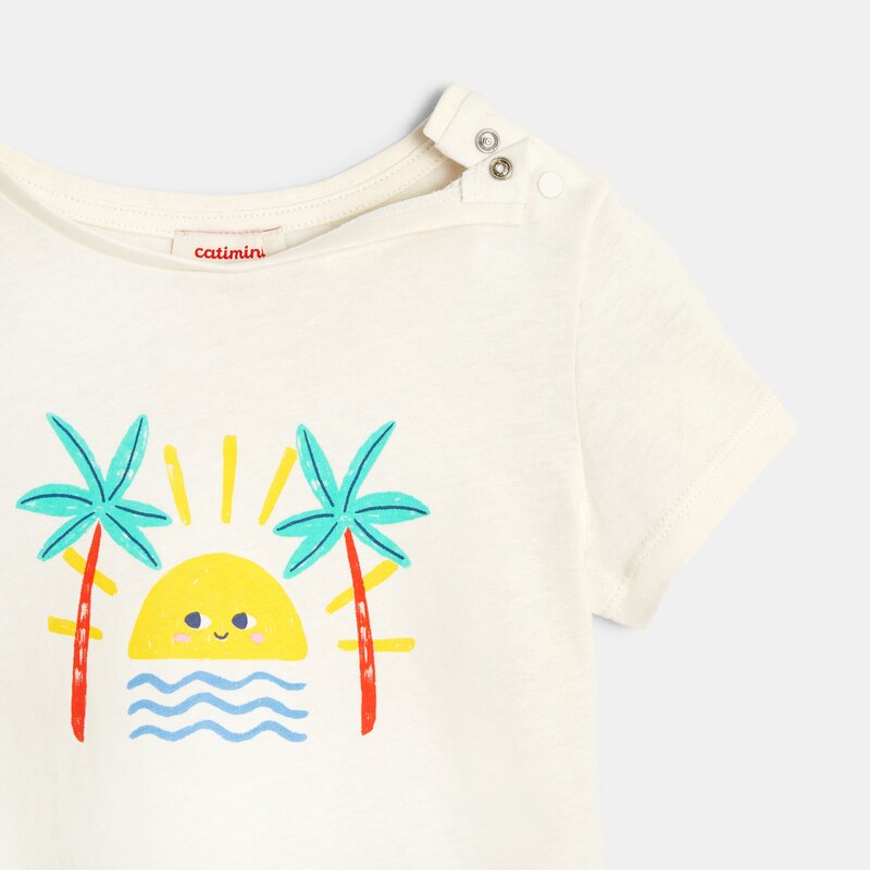 T-shirt bébé fille blanc à motifs en coton recyclé Catimini Blanc