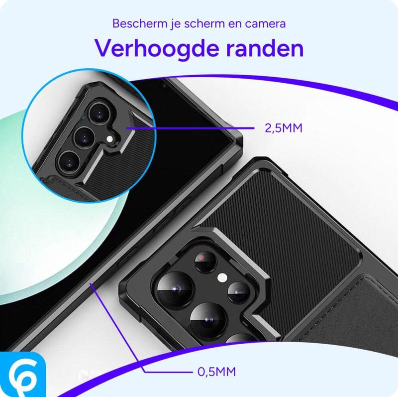 Samsung - Galaxy S25 Ultra - Hoesje - Zwart - 3-in-1 Pasjes Portemonnee Back Cover